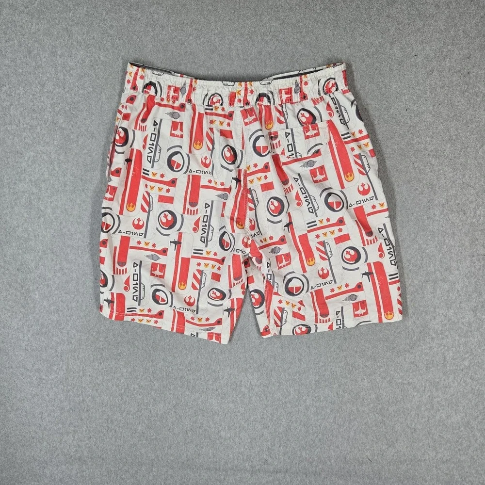 Star Wars Men Swimwear 2XL White Swim Trunks Graphic Logo